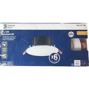 6 Pk, Commercial Electric 4 in. Soft White Canless LED Recessed Light Kit
